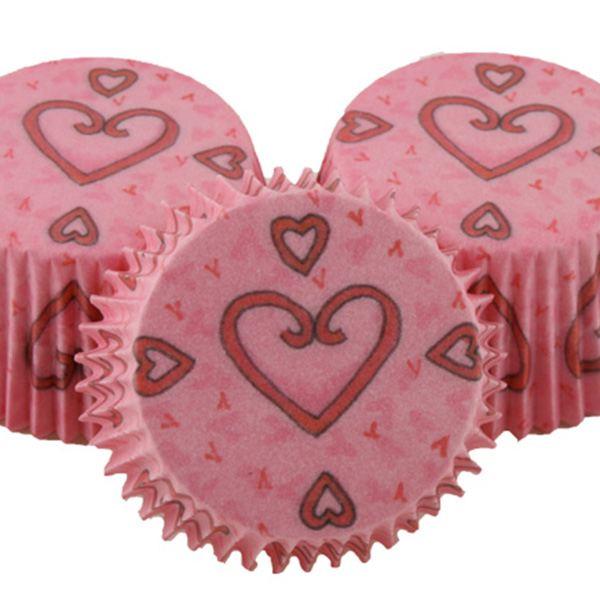 Cacas Muffinsform 50 stk rosa hjerte 