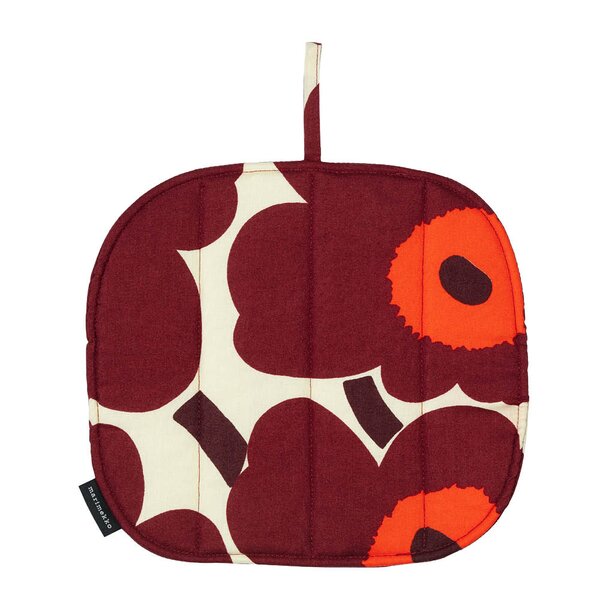 Marimekko Pieni Unikko gryteklut 21,5x21,5 cm vanilje/vinrød/rød
