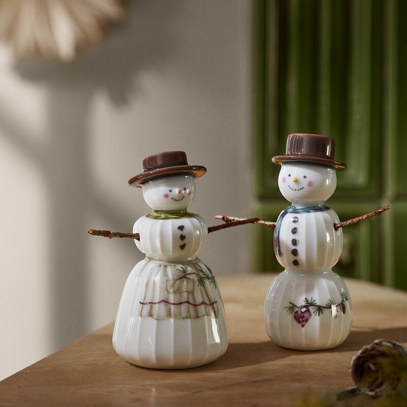 Kähler Hammershøi Christmas figur 2 stk snømann og snøkone hvit