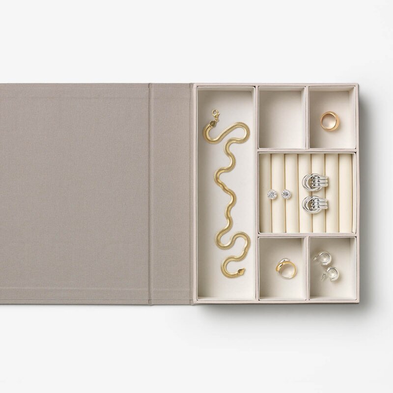Printworks Gilded smykkeskrin 26x20 cm beige/gull