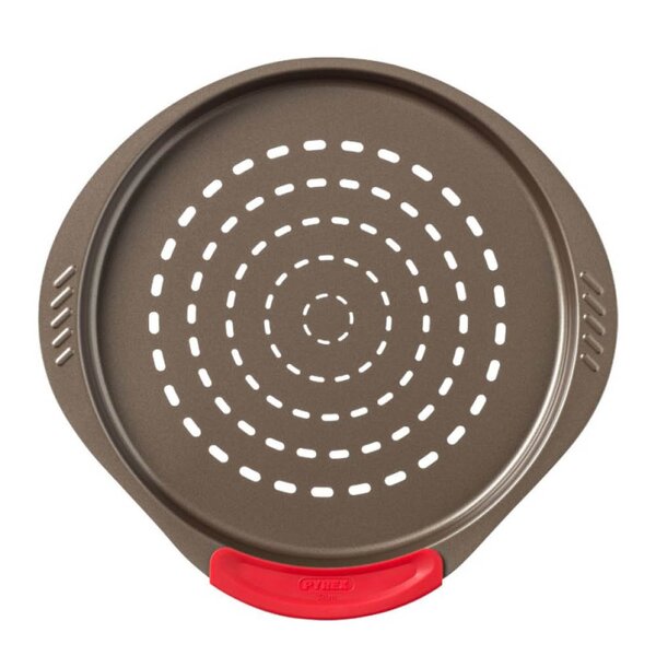 Pyrex Asimetria pizzaform perforert 32 cm mørk grå