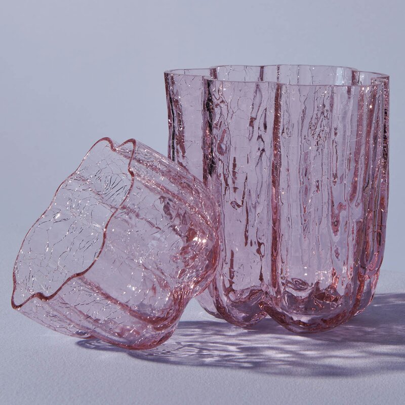 Kosta Boda Crackle lyslykt 5,8 cm rosa