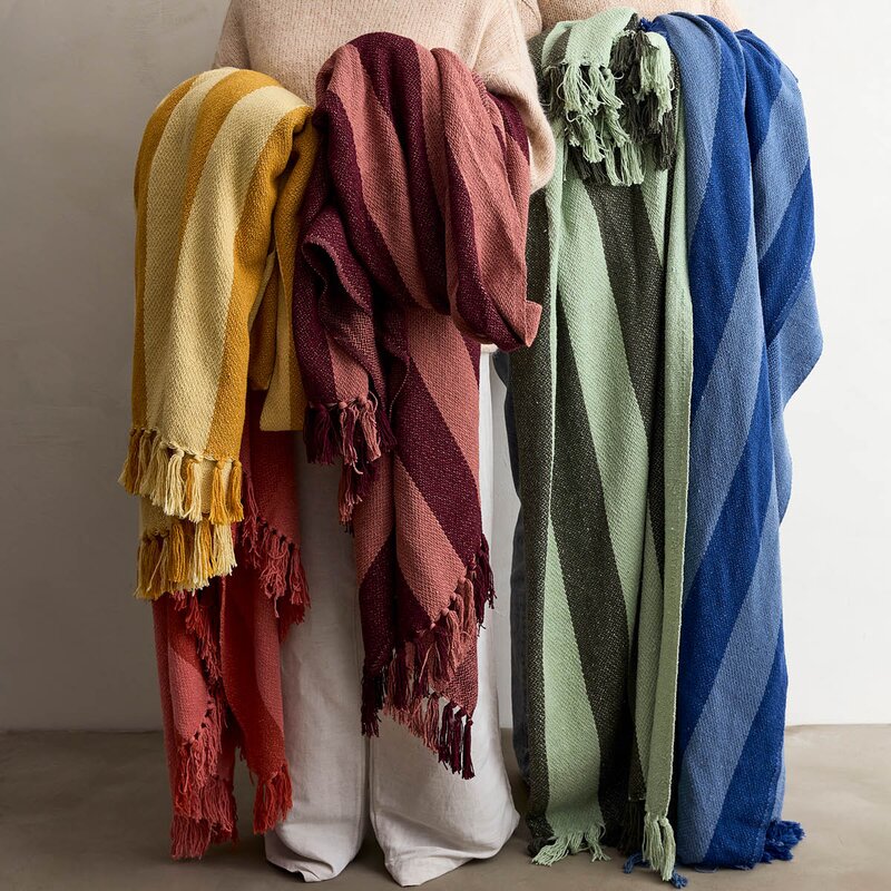 Bloomingville Frello pledd 160x130 cm grønn