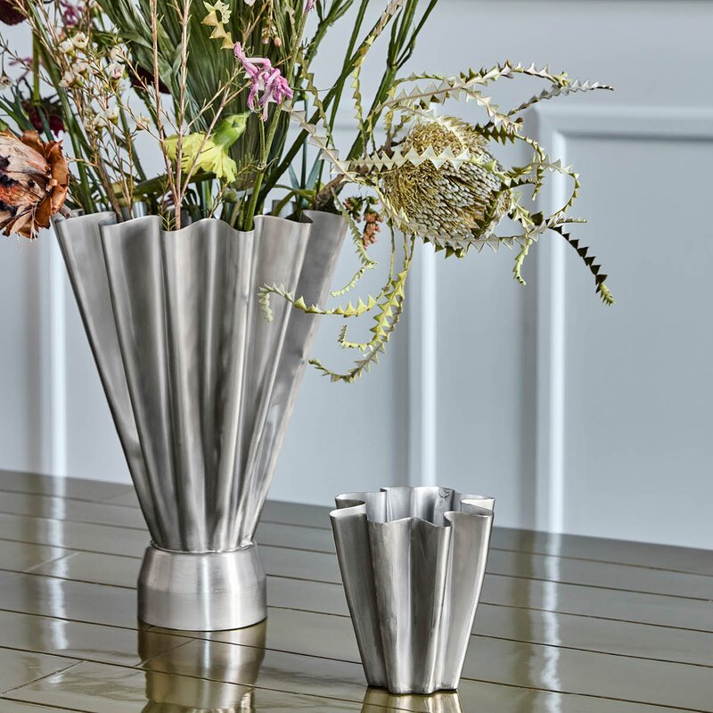 House Doctor Flood vase 13 cm børstet sølvfinish