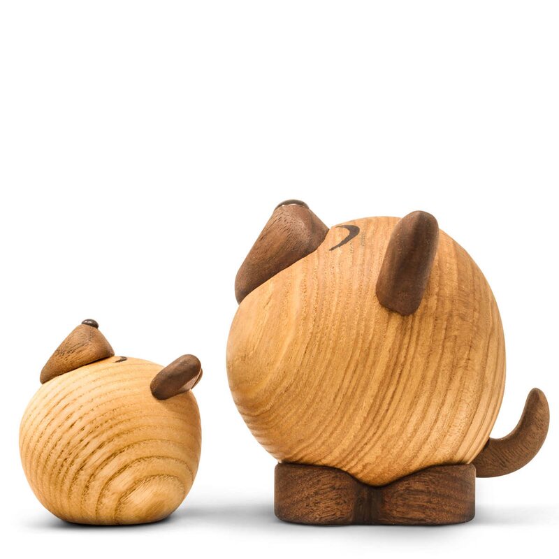 FableWood Wulf ulv trefigur 8 cm ask/valnøtt