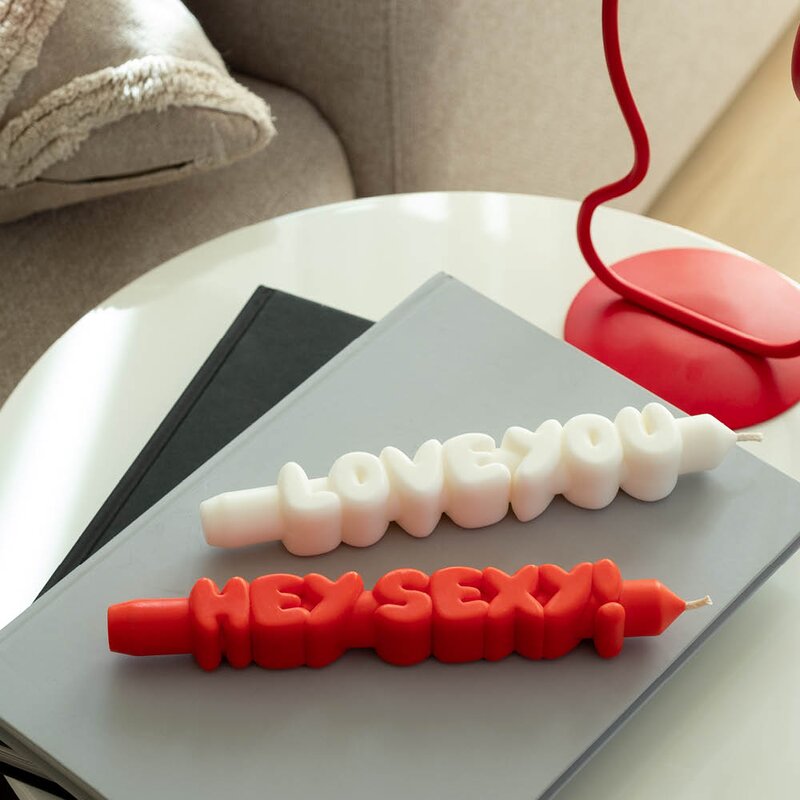 CandleHand 3D kronelys 23 cm LOVE YOU hvit