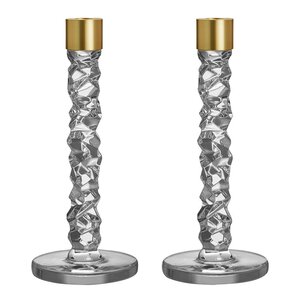 Orrefors Carat lysestake 24,2 cm 2 stk gull