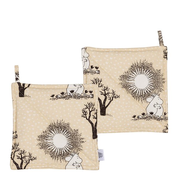 MoominArabia Mummi grytekluter 22x22 cm 2 stk Kjærlighet beige