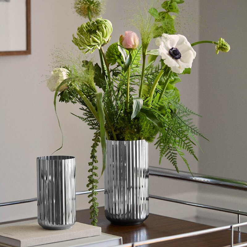 Lyngby Porcelæn Vase 15,5 cm rustfritt stål