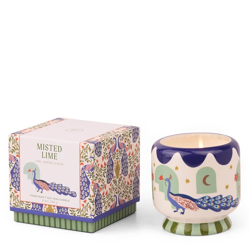 Paddywax Adopo duftlys misted lime Peacock blå