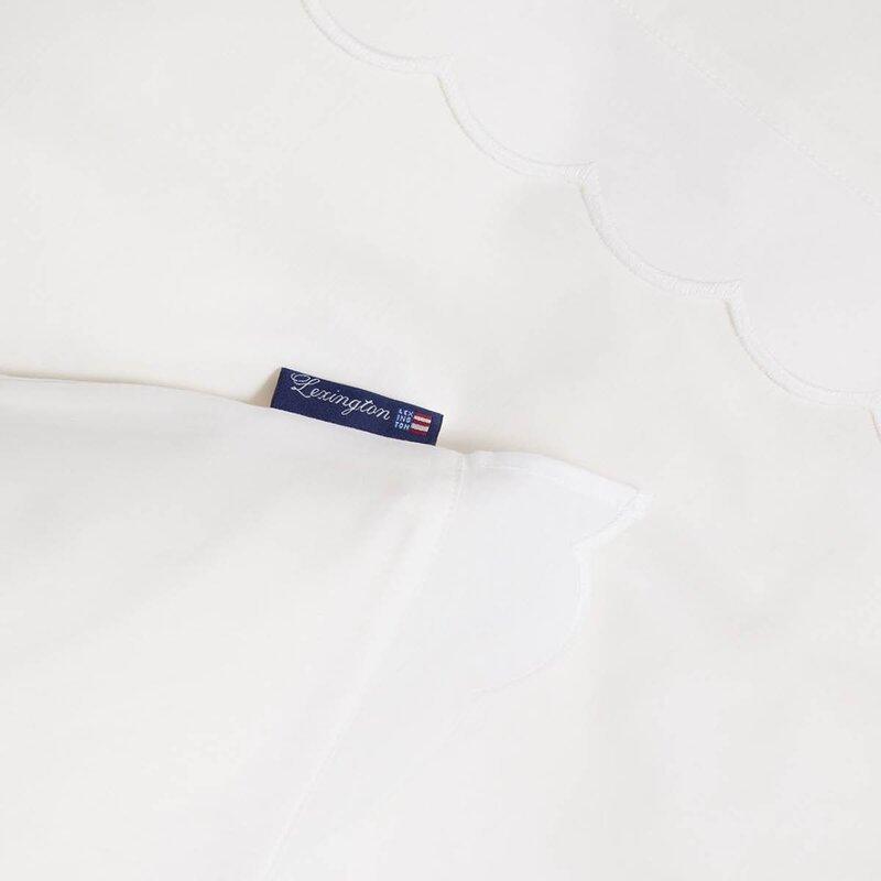 Lexington Sengesett percale bølgekant 140x220 cm hvit