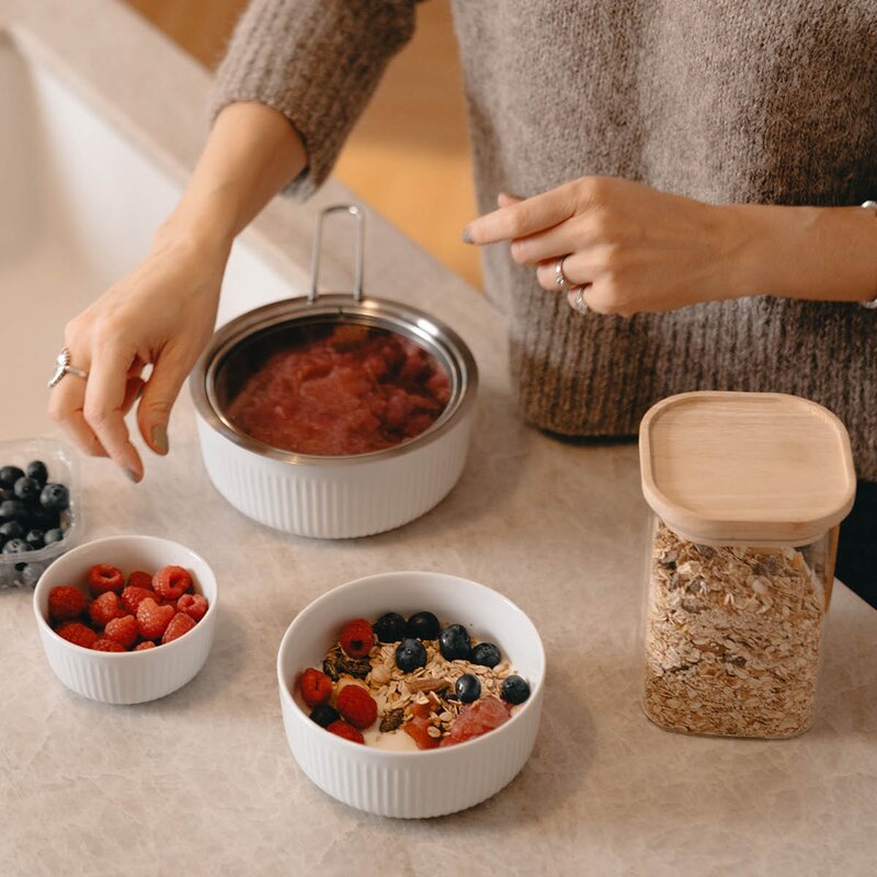 Eva Trio Glasslokk 16 cm børstet stål