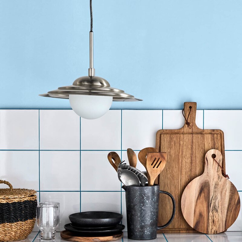 House Doctor Taklampe Coin 30,5x35 cm børstet sølvfinish/matt hvit