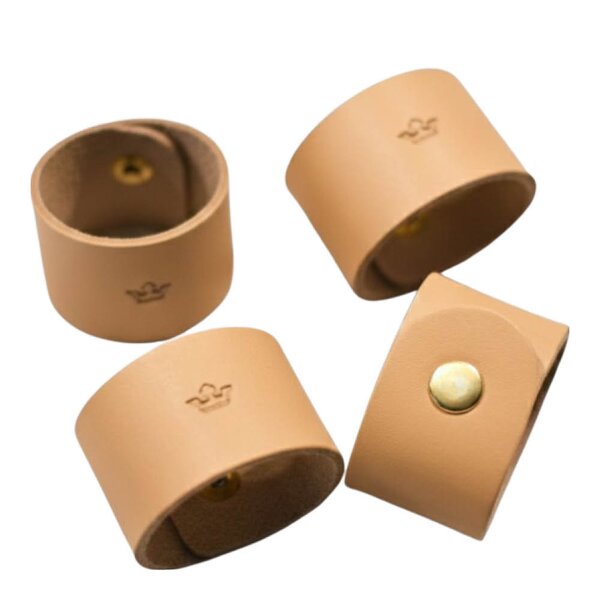 Nordan Home Serviettring i skinn 3 cm 4 stk lys brun