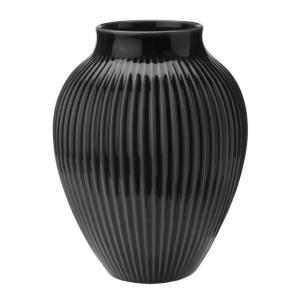 Knabstrup Keramik Vase riller 20 cm svart