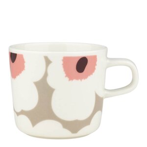 Marimekko Oiva Unikko kopp 20 cl hvit/vinrød