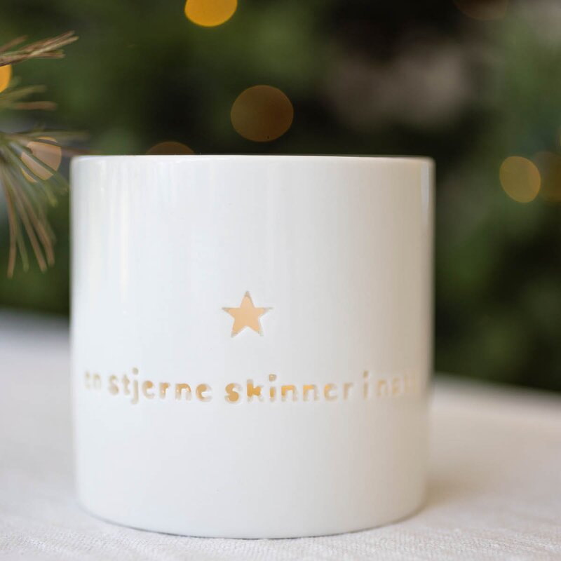 Sögne Home Telysholder 8 cm hvit En stjerne skinner