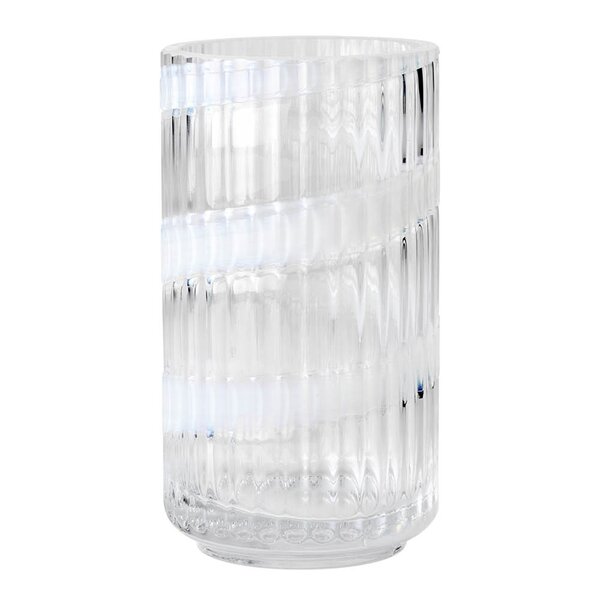 Lyngby Porcelæn Vase munnblåst glass 15,5 cm swirl white