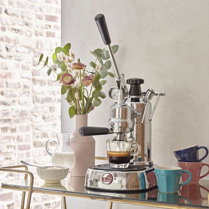 La Pavoni Lever manuell espressomaskin 0,8L professional lusso stål