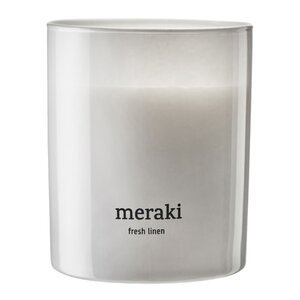 Meraki Duftlys fresh linen 9,5x8 cm hvit