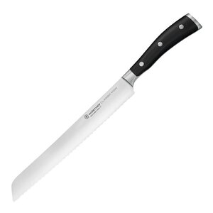 Wüsthof Classic Ikon brødkniv 23 cm dobbelttannet svart