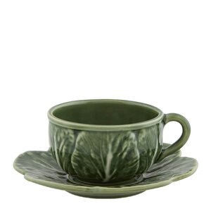 Bordallo Pinheiro Cabbage kopp 30 cl med skål 15 cm kål grønn