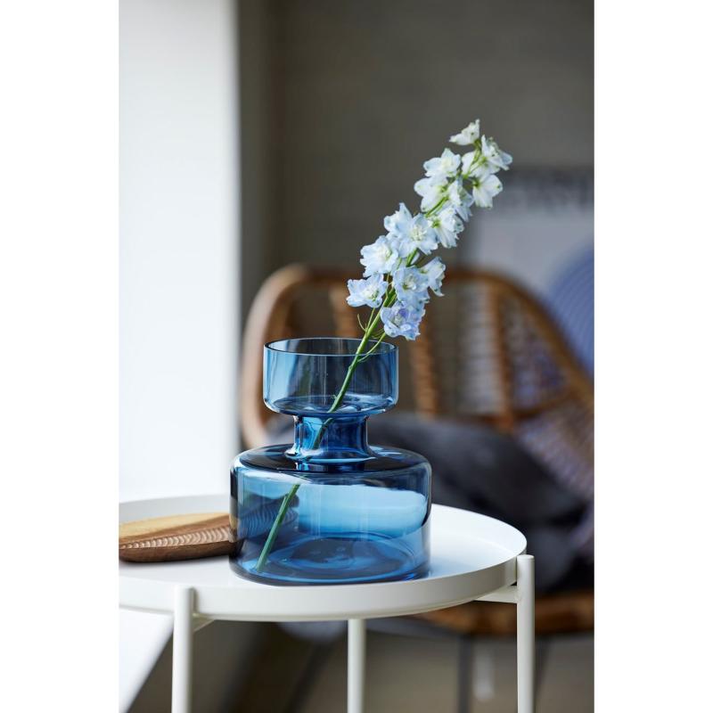 Lyngby Glas Vase tubular 20 cm blå glass