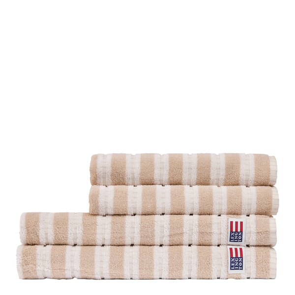 Lexington Stripete frotté håndkle 70x50 cm lys beige/off white
