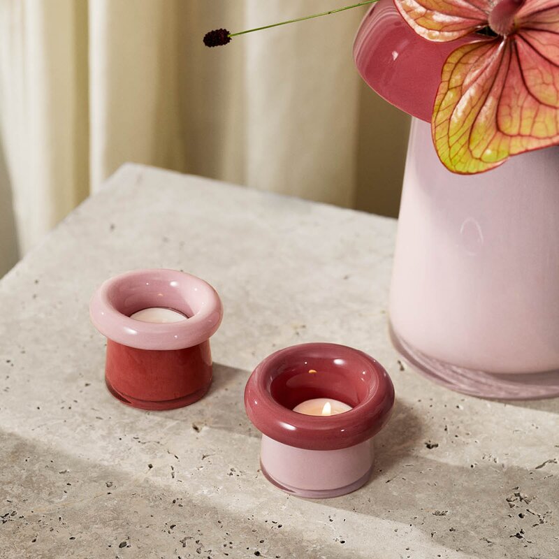 Holmegaard Soma telyslykt 7,5 cm 2 stk rose/terracotta