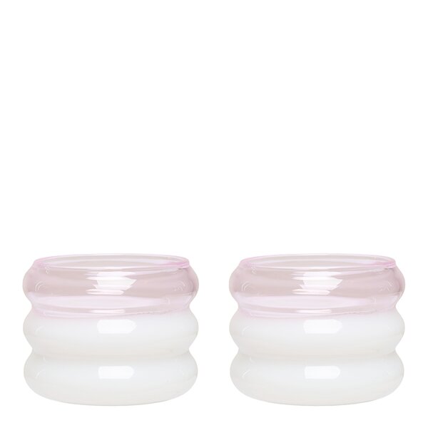 Design Letters Bubble. telysholder 2 stk 5,6 cm milky white/pink