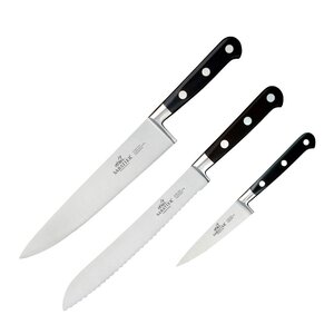 Lion Sabatier Licorne knivsett 3 deler stål/svart