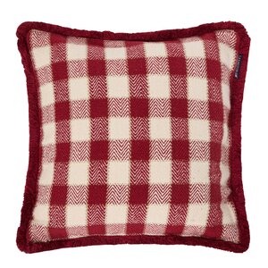 Lexington Rutete putetrekk med frynser 50x50 cm rø/lysbeige/beige