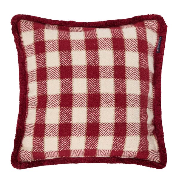 Lexington Rutete putetrekk med frynser 50x50 cm rø/lysbeige/beige