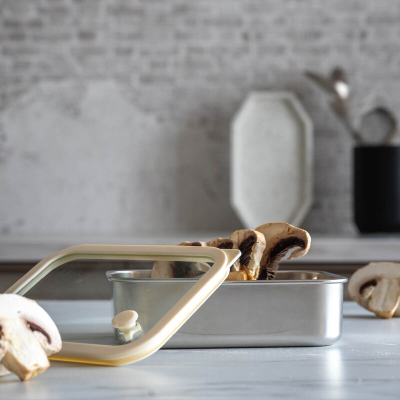 Modern House Smart Seal oppbevaringsboks 1,1L stål/beige