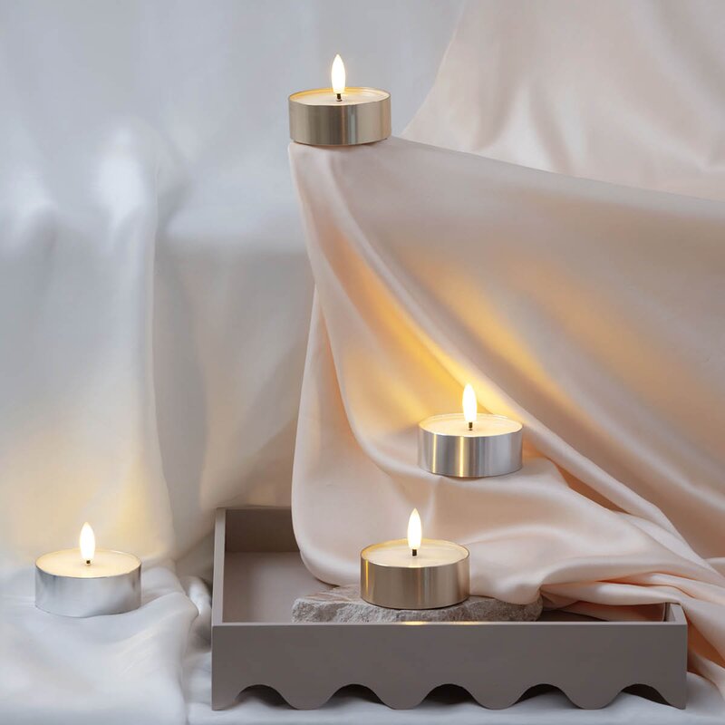 Moods & More Telys LED 6,3x2,5 cm sølv/hvit