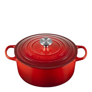 Le Creuset Signature støpejernsgryte rund 5,3L 26 cm cerise/crucible knob