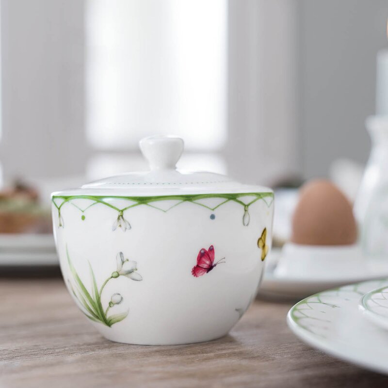 Villeroy & Boch Colourful Spring sukkerskål med lokk 24 cl hvit/grønn