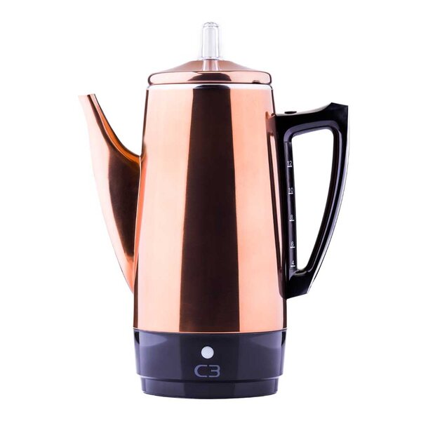 C3 Perkulator original 12 kopper 33,4 cm kobber/stål