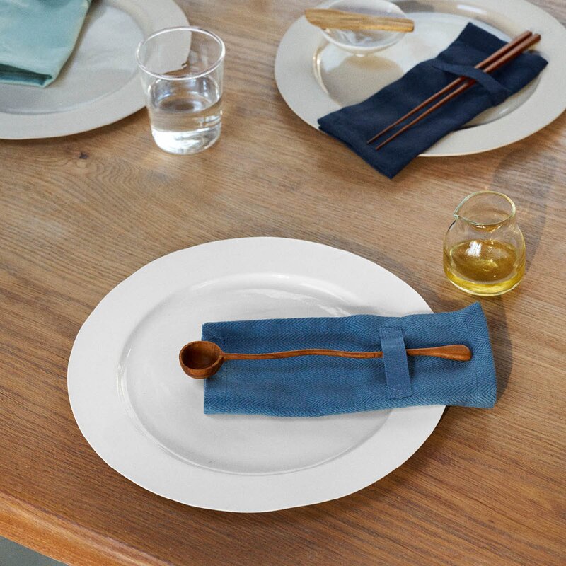 The Organic Company Serviett i bomull 20x20 cm 4 stk gråblå