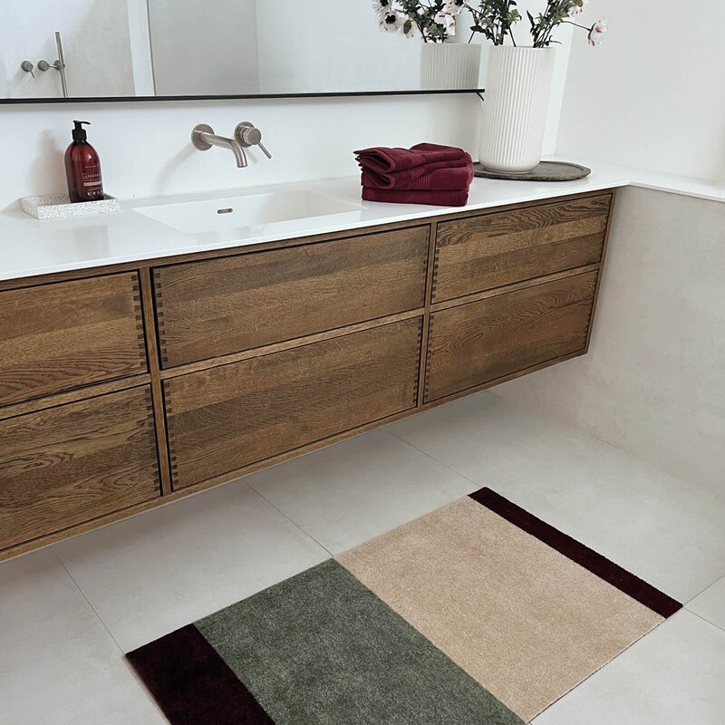 Tica Copenhagen Stripes horisontal gulvmatte 120x67 cm bordeaux/green/ivory