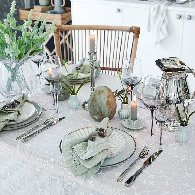 Lene Bjerre Dehmira lysestake keramikk H3,7 cm støvet grønn