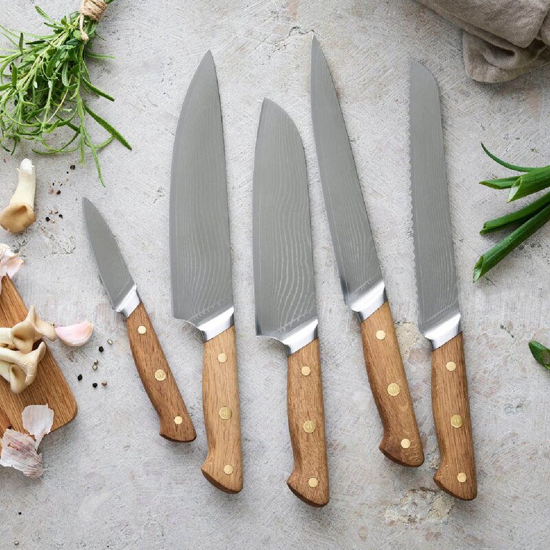 Pillivuyt Gourmet Douron knivsett 4 deler damaskusstål/eik