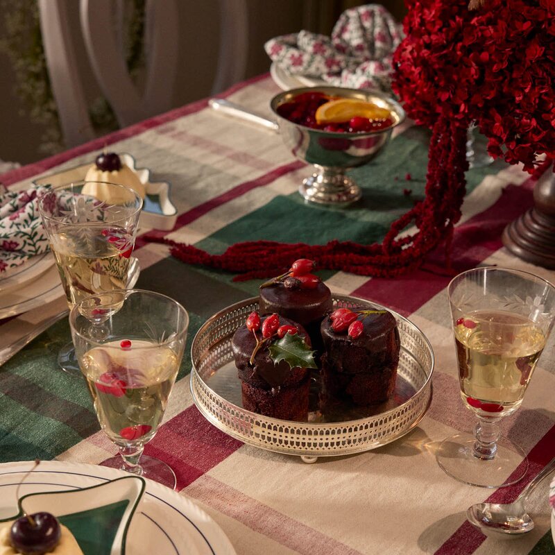 Lexington Duk lin/bomull 150x350 cm rutete grønn/rød/beige