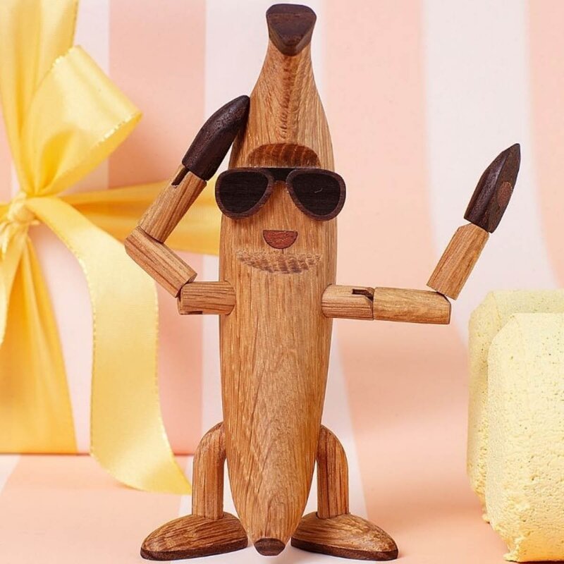 Spring Copenhagen Woodies Benny Banana trefigur 13 cm eik