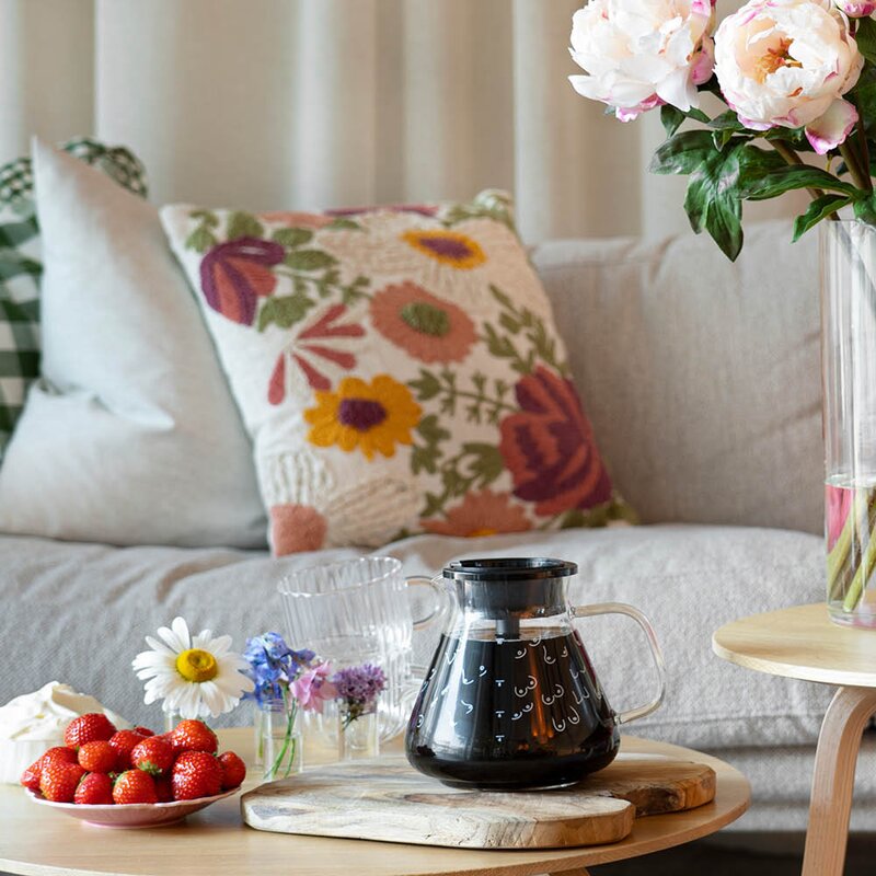 OBH Nordica Rosa sløyfe glasskanne 1,25L til Blooming kaffetrakter brystmønster