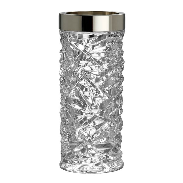 Orrefors Carat vase sølvkant 24 cm