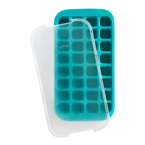 Lékué Isform med lokk for 32 isbiter turkis