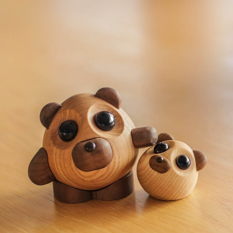 FableWood Teddy bjørn trefigur 8 cm ask/valnøtt