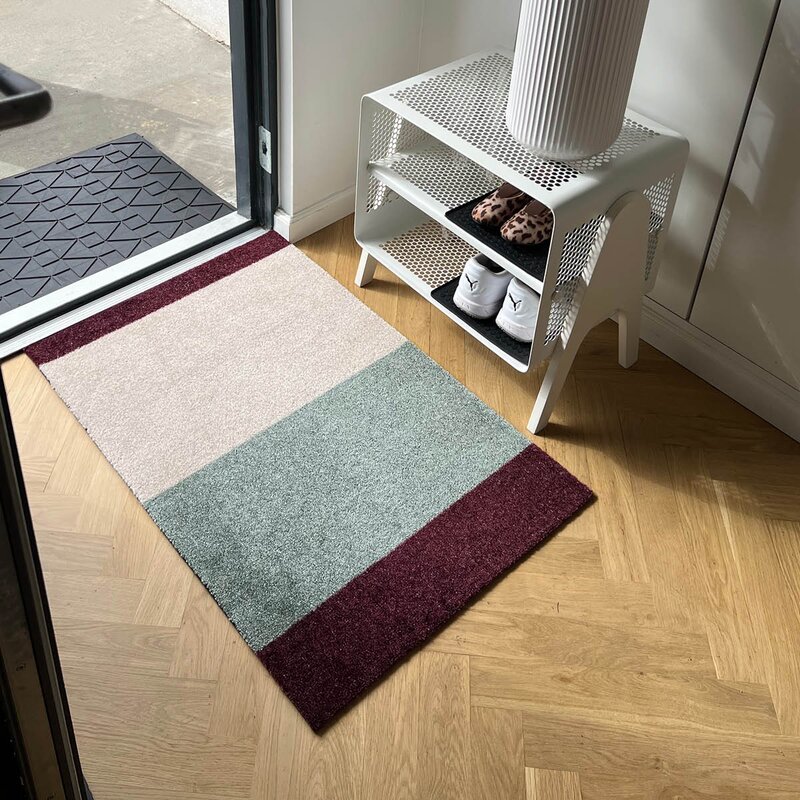Tica Copenhagen Stripes horisontal gulvmatte 90x60 cm bordeaux/green/ivory