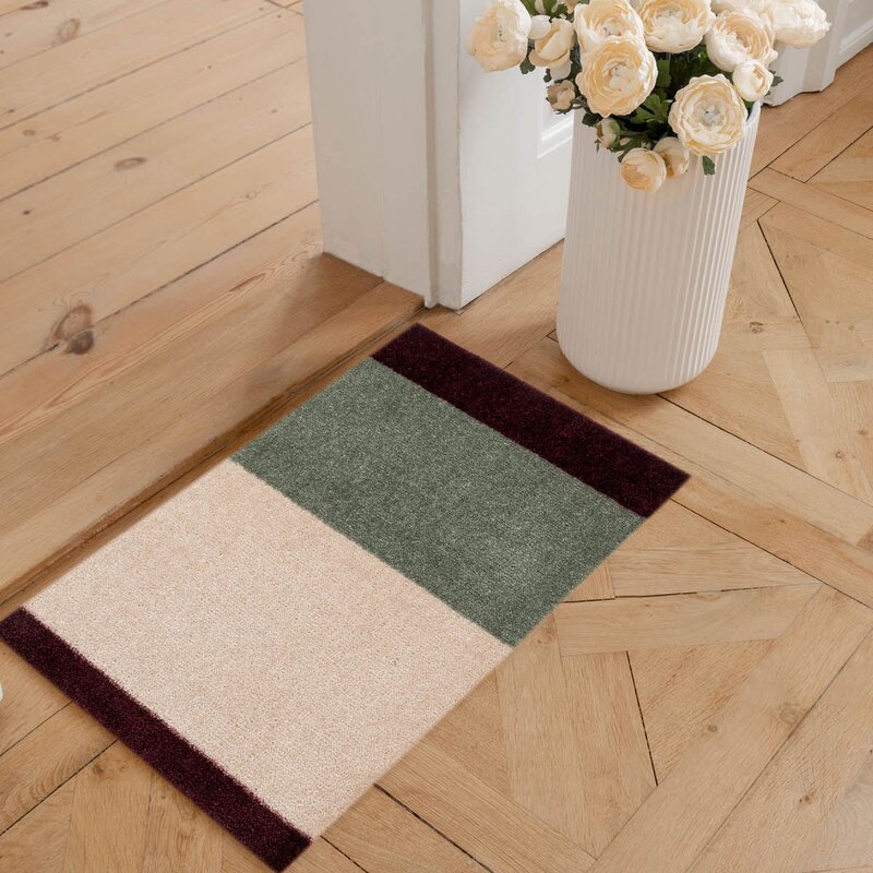 Tica Copenhagen Stripes horisontal gulvmatte 40x60 cm bordeaux/green/ivory